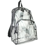 Eastsport Clear Backpack with front Pocket and Adjustable Padded Shoulder Straps