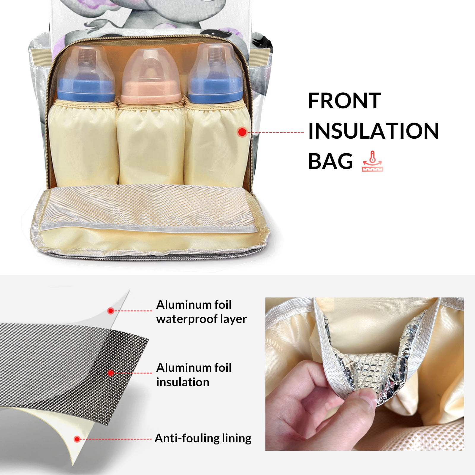 Elephant Diaper Backpack – Large Capacity, Insulated Baby Bottle Pocket, Multifunctional Mommy Bag for Boys & Girls