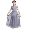 thumbnail image 3 of inhzoy Kids Flower Girls Dress Cap Sleeve Bridesmaid Princess Costumes Birthday Wedding Party Gowns Gray 4, 3 of 8