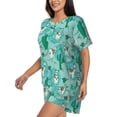 thumbnail image 2 of Fuzoiu Alapaca in Boho Print Women's Short-Sleeved Pajama Set,Lounge Sleepwear Set,Womens Pajama Sets 2 Piece,Button-Up Top and Shorts with Pockets-Medium, 2 of 7