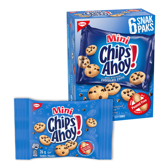 Chips Ahoy! Mini Original Chocolate Chip Cookies, Made in a Peanut-Free Facility, School Snacks, 156 g