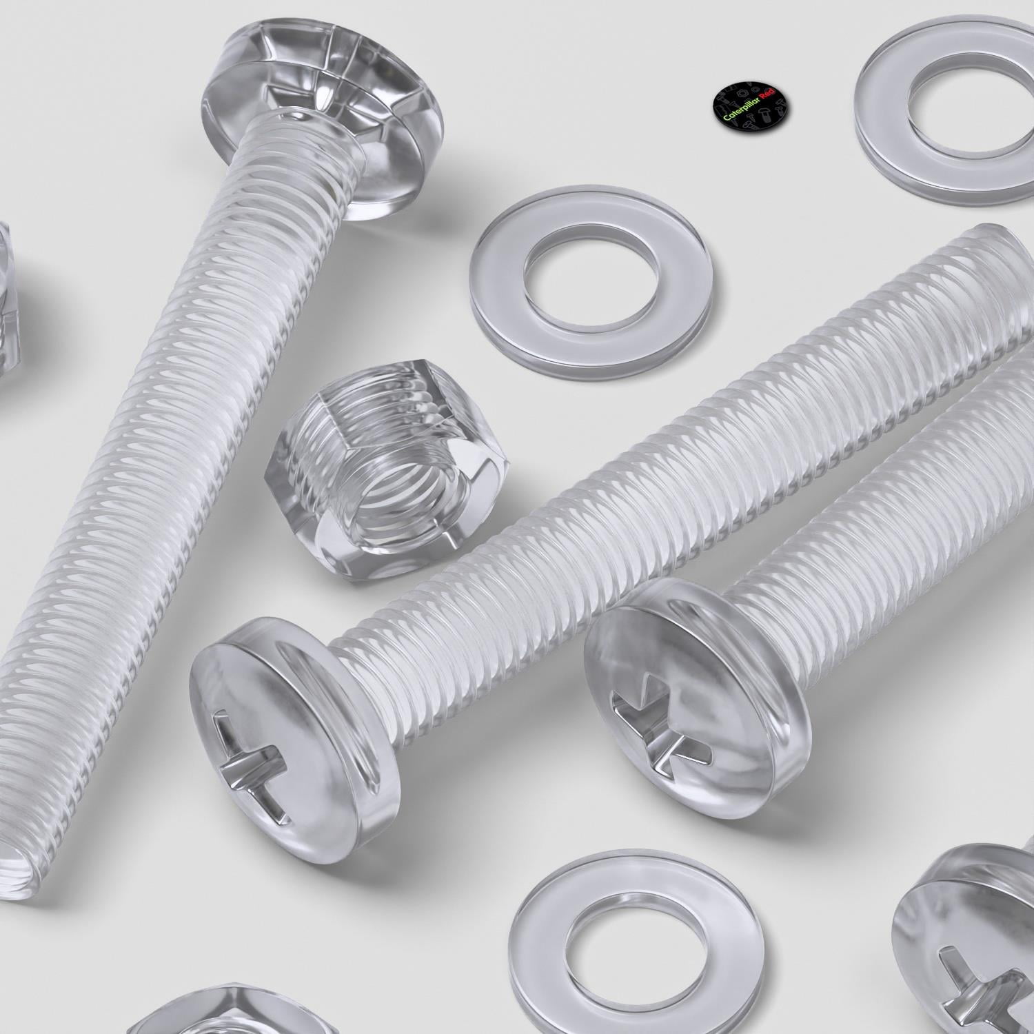 20 x Transparent Clear Plastic Acrylic M8 x 60mm Nuts & Bolts -Acrylic Plastic Screws, (15/64 x 2-23/64 in)