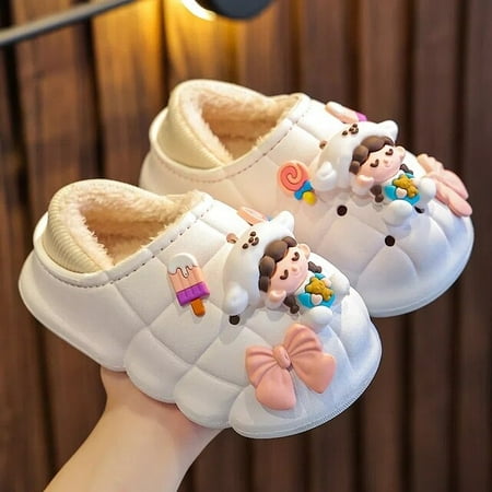 

QWZNDZGR 2022 Babi Winter Fur Clogs Kids Slippers For Girls Indoor Outdoor Mules Shoes Children s Waterproof Loafer Slipper Flip Flops