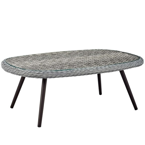 Modway Endeavor Outdoor Patio Wicker Rattan Coffee Table in Gray