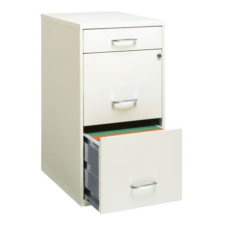 Hirsh - Metal 3-Drawer Organizer File Cabinet with Pencil Drawer - Pearl White