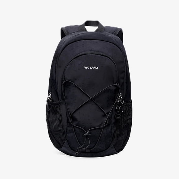 WATERFLY Unisex 12L Small Drawstring Lightweight Travel Hiking Backpack Daypack,Black