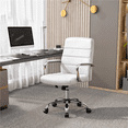 thumbnail image 3 of Alden Design Adjustable Swivel Faux Leather Office Chair Mid-Back for Home Office, White, 3 of 8