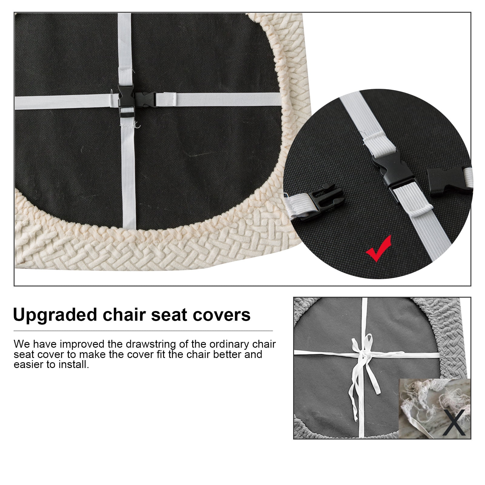 Genina Seat Covers for Dining Room Chair Seat Slipcovers Kitchen Chair Covers(Set of 2,Beige)