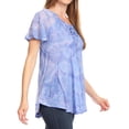 thumbnail image 3 of Sakkas Marzia Women's Loose Fit Short Sleeve Casual Tie Dye Batik Blouse Top Tunic - 19204-Violet - One Size, 3 of 5