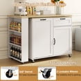 thumbnail image 5 of Rolling Kitchen Island with 360° Rotating Extendable Dining Table, 72" Large Island Table with Power Outlet & 7-Tier Spice Racks & Trash Can Storage, Cord Management Hooks, 5 of 12