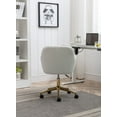 thumbnail image 6 of Modern Rolling Teddy Fabric Executive Office Chair with Adjustable Height and 360 Revolving, Swivel Accent Back Armchair with Wheels and Golden Base, Upholstered Vanity Chair, White, 6 of 9