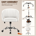 thumbnail image 5 of Alden Design Swivel Faux Leather Office Chair with Tufted Barrel Back, White, 5 of 10