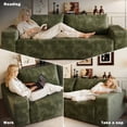 thumbnail image 4 of 63" Corduroy Boneless Couch, 2-Seater Compression Sofa with 3 Throw Pillows, No Assembly Required, Comfy Loveseat Sofa in a Box, Deep Seat, Modern Couches for Living Room, 4 of 10