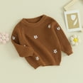 thumbnail image 2 of Okbabeha Baby Girl Floral Sweater Toddler Sweaters Long Sleeve Knit Sweater Crewneck Sweatshirt Newborn Infant Fall, 2 of 7