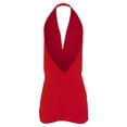 thumbnail image 3 of A2Y Women's Deep Sexy V-Neck Halter Backless Party Club Mini Dress Red M, 3 of 3