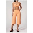 thumbnail image 3 of PISONIC Womens Workout Sets Two Piece Spaghetti Straps Sports Bra Matching Wide Leg Capri Pants Gym Work Pilates Outfits, 3 of 7