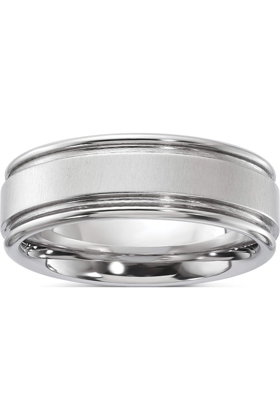 Vitalium Cross Satin Finish Center Rounded Edge 8mm Band (Size 10.5) Made In United States vb123-10.5