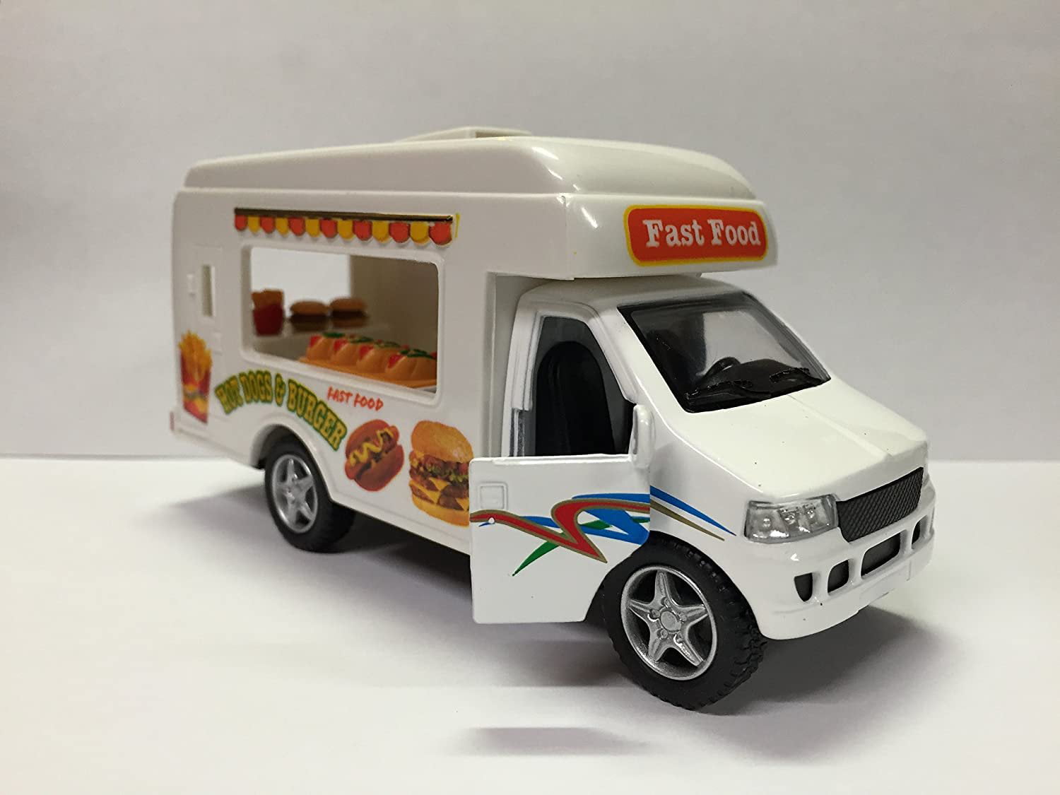 5" Kinsfun Fast Food Lunch Truck Hot Dog Hamburger Van Diecast Model Toy Truck 