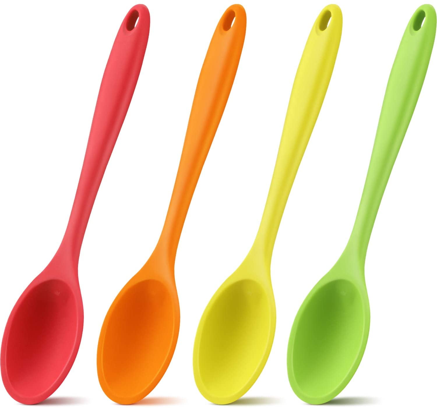 Baking Serving and Stirring 4 Pieces Silicone Mixing Spoon Heat Resistant Silicone Basting Spoon Utensil Spoon Non-Stick Serving Spoon for Mixing