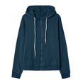 thumbnail image 6 of Tdoqot Womens Plus Size Hoodies Front Zipper- Long Sleeve Casual Loose Classic Sweatshirt Navy Size L, 6 of 6