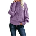 thumbnail image 1 of WEAIXIMIUNG Chandail à Col Mi-Haut pour Femmes, Manches Longues, Tricoté, Couleur Unie, Ample, 1 of 6
