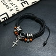 thumbnail image 3 of JO Wisdom Men Women Leather Bracelets Layered Leather Wristbands Cuffs Stainless Steel Clasp Men Women Marine Anchor Sailing Rope Black Braided Leather Bracelet Leather Wristband Wrap, 3 of 4