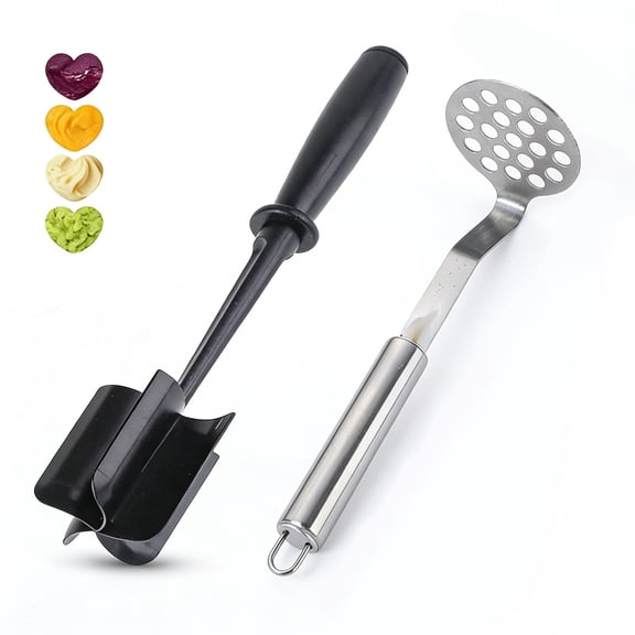 Unbranded Potato Masher Stainless Steel Non-Slip Grip 2-Count