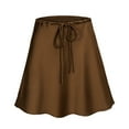 thumbnail image 6 of MIXUE Skirts For Women Summer Silk Satin Solid Color Elastic Waist Drawstring Casual Ruffle A Line Mini Skirt Holiday Wear,Brown,XL, 6 of 7