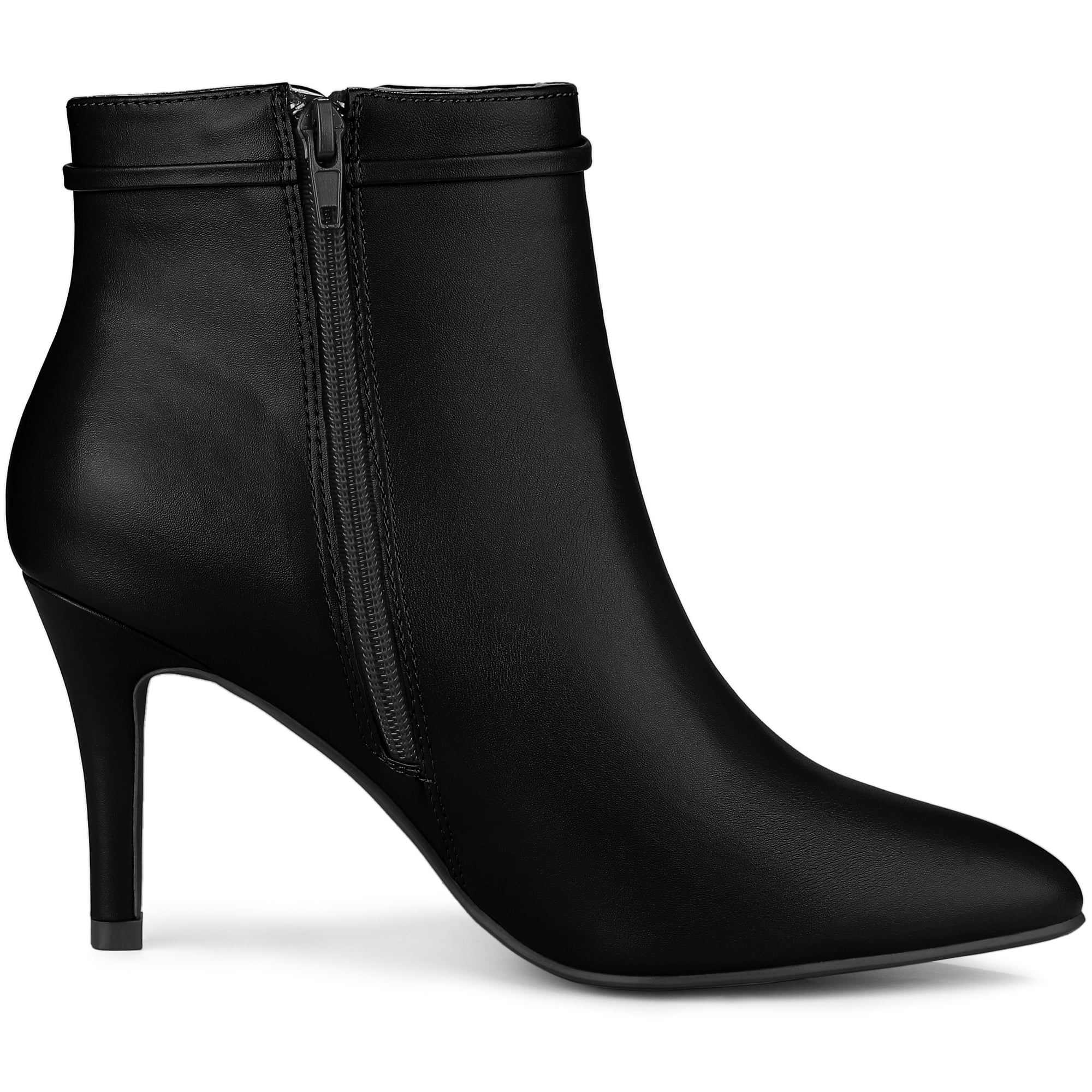 Unique Bargains Women's Pointy Toe Stiletto Heel Side Zip Ankle Boots Black 9.5