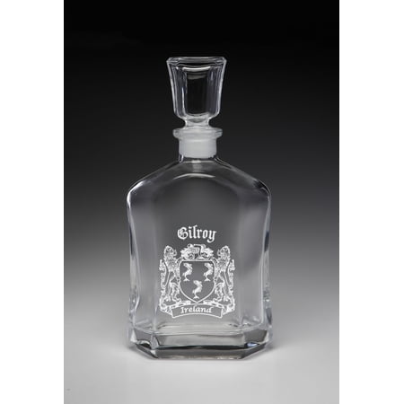 Gilroy Irish Coat of Arms Whiskey Decanter (Sand Etched)