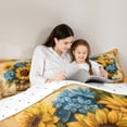 thumbnail image 5 of Manfei Floral Sunflower Hydrangea Girl Full Size Comforter Sets 3-Piece,Retro Chic Flower Bedding Comforter Set,Vintage Aesthetics Lightweight Bedding Sets,Lightweight Room Decor,Reversible, 5 of 8