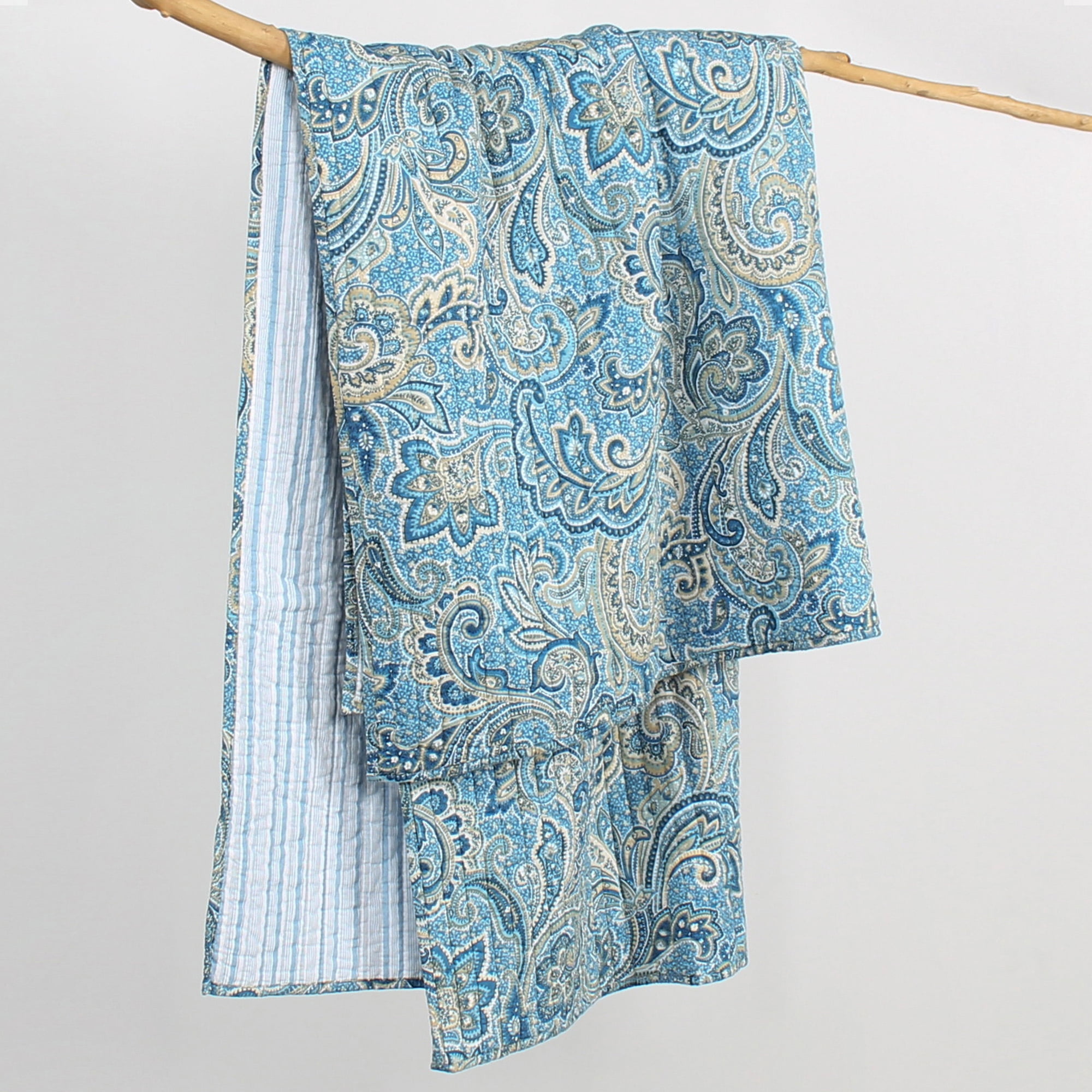 Levtex Home - Kimpton Navy - Throw - All Over Paisleys in Navy, Blue - Quilted Throw (50x60in.) - Cotton/Cotton