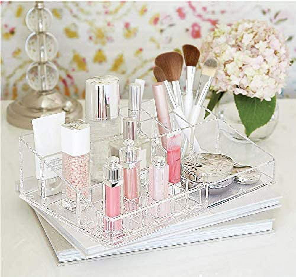 Youngever 2 Pack Stackable Makeup Organizer Drawers, 9 x 6.5 x 4“ Clear  Cosmetic Storage Organizers