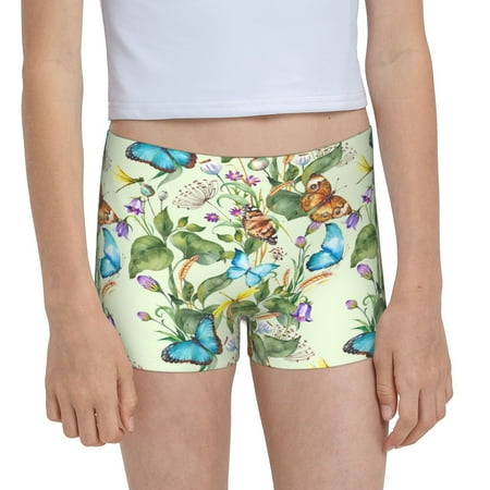 Pofeuu Meadow Plants And Butterflies Print Soft Cotton Girls Boyshort panties Toddler Underwear-Small