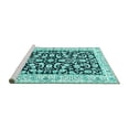 thumbnail image 2 of Ahgly Company Machine Washable Indoor Square Persian Turquoise Blue Traditional Area Rugs, 3' Square, 2 of 4