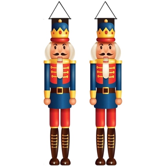 2 Pack Christmas Nutcracker Soldier Door Banners, 70.87 x 15.75 Inch Vertical Hanging Flags, Polyester Holiday Door Decor for Front Porch, Entryway, Wall, Window and Christmas Party Decorations