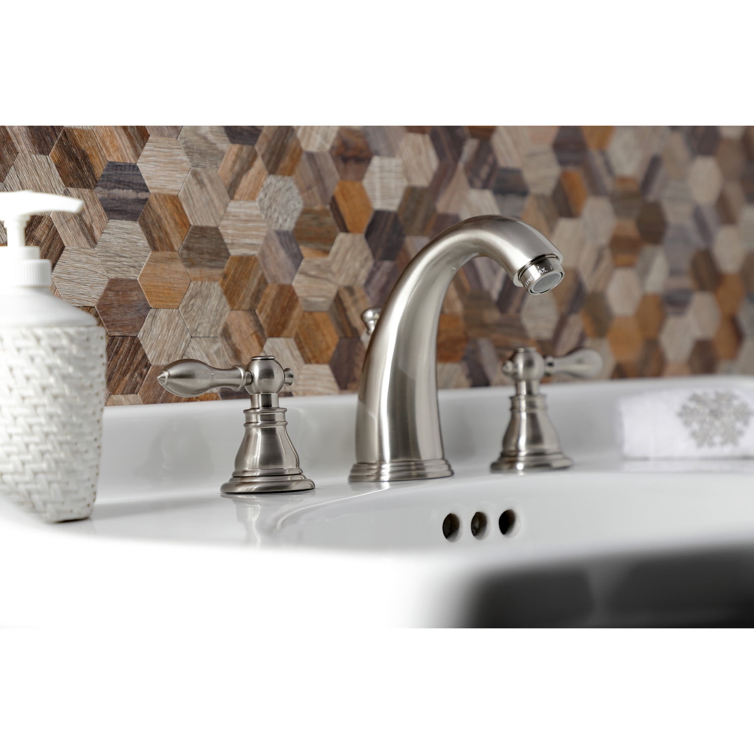 Kingston Brass KB988ACL American Classic Widespread Bathroom Faucet with Retail Pop-Up, Brushed Nickel