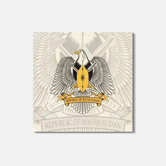 South Sudan Coat Of Arms 4'' X 4'' Square Wooden Coaster