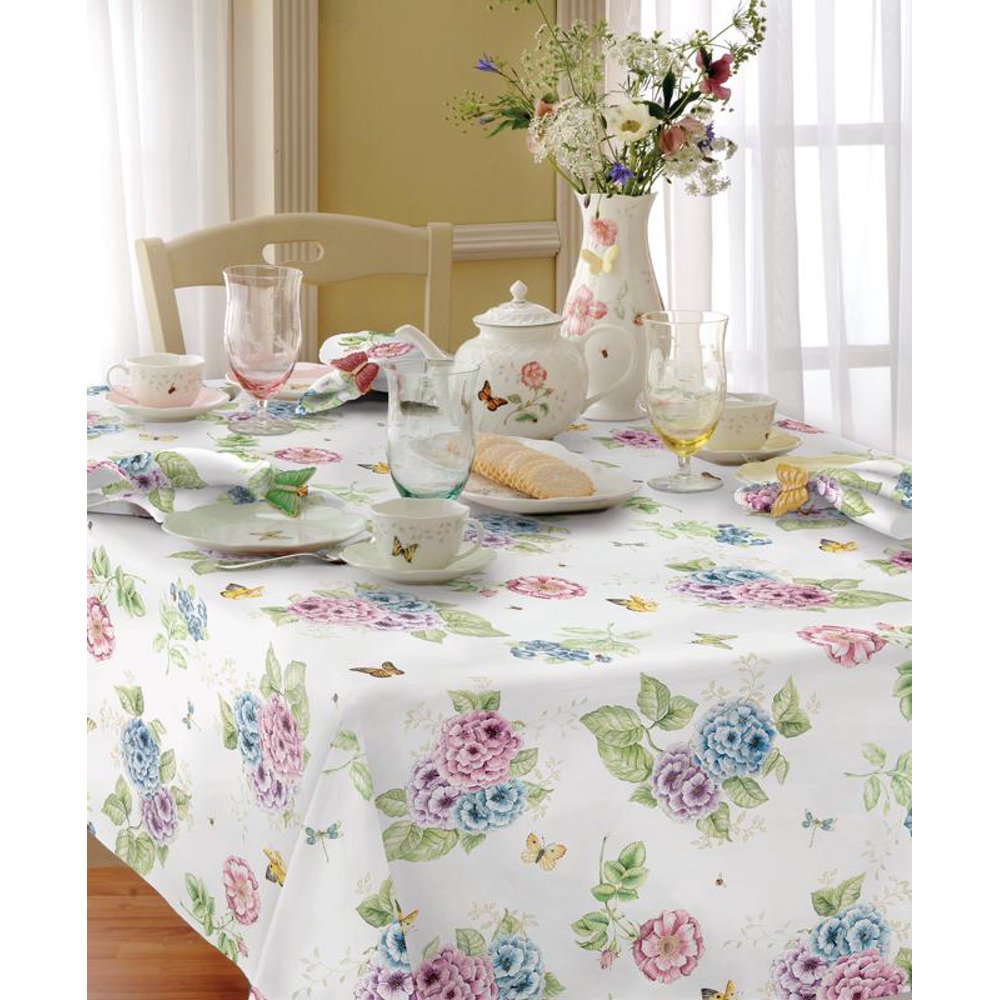 Lenox Butterfly Meadow Hydrangea Tablecloth, 60x84"