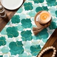 thumbnail image 3 of Green Geometric Moroccan Table Runner 72 Inches, Abstract Art Teal Ombre Modern Bed Runner Dresser Scarves Tabletop for Indoor Outdoor Parties/Ceremony/Banquet, 14" x 72", 3 of 8