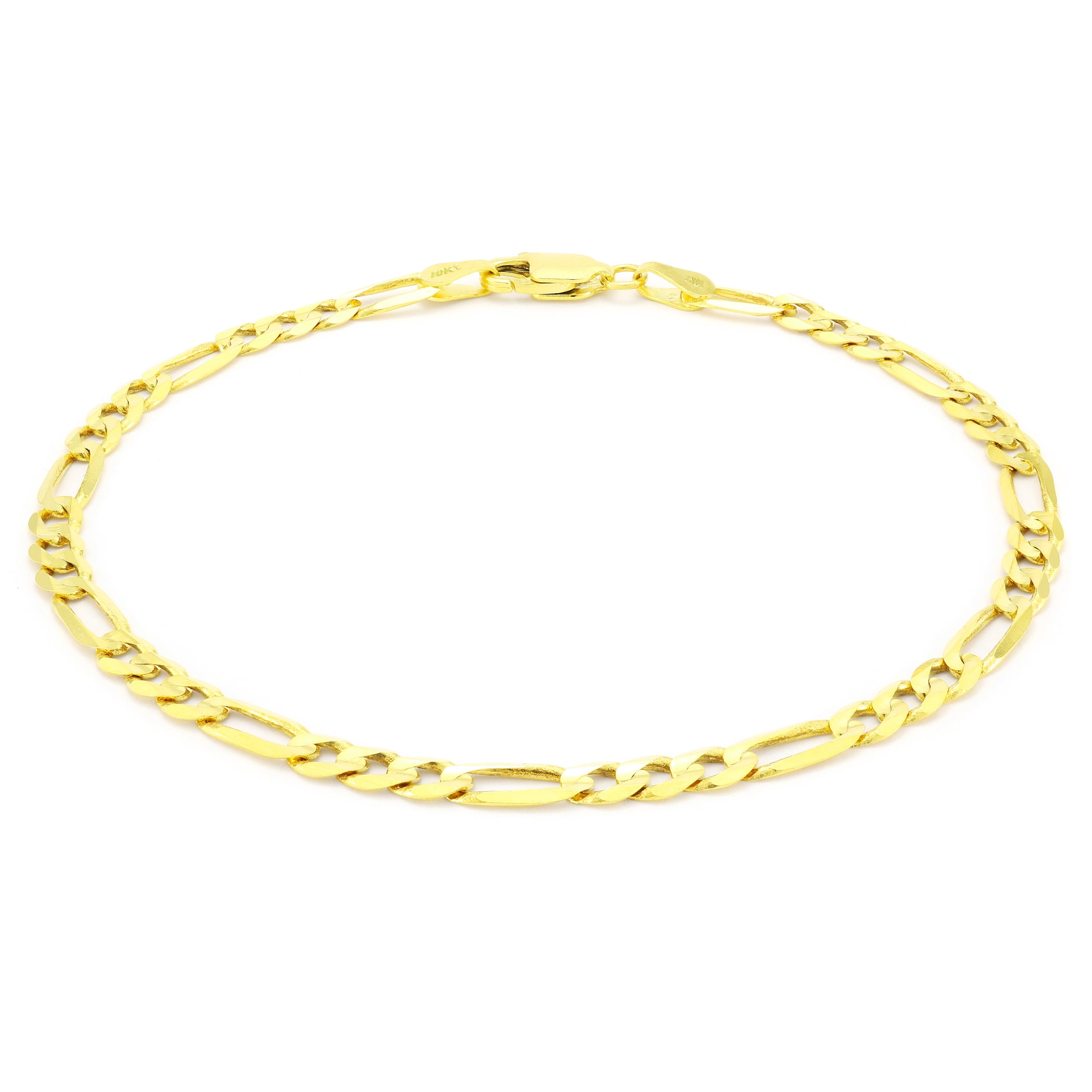 Nuragold 14k Real Yellow Gold Figaro Link 4.5mm Chain Bracelet (7"-9") Italian Jewelry for Men & Women