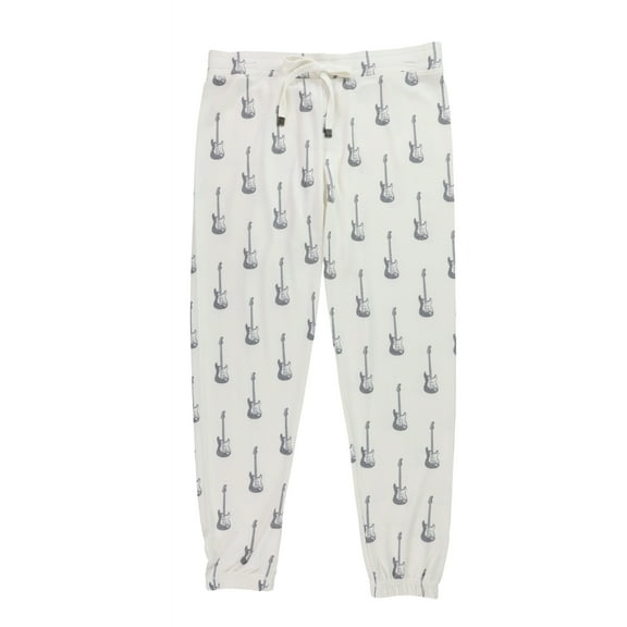 P.J. Salvage Womens Guitars Pajama Jogger Pants, White, Small