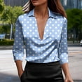thumbnail image 3 of JTZGDY Womens Business Casual Silk Satin Tops Elegant Dressy Work Vintage Color Block/Floral Printed Long Sleeve Collared T-Shirts Loose Fit Deep V Neck Tunic Blouses Cute Spring Summer Outfits, 3 of 7