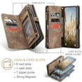 thumbnail image 5 of ELEHOLD Multi-Functional Wallet Case for Samsung Galaxy S24,Large Capacity 8 Card Slots Zipper Purse Magnetic Detachable Phone Case with Wriststrap Luxury Leather Case for Samsung S24,Darkbrown, 5 of 5