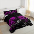 thumbnail image 3 of Manfei Romantic Rose Bedding Comforter Set for Lover, Couple Valentines Day Twin Comforter Sets, Black Purple Reversible Bedding Set, Microfiber Bedroom Decor, 2 Pieces, 3 of 8