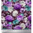 thumbnail image 1 of Soimoi Purple Moss Georgette Fabric Leaves & Floral Decor Fabric Printed BTY 42 Inch Wide, 1 of 1