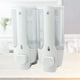 thumbnail image 3 of GOOHOCHY Dispensador de jabón de manos 2 en 1 para baño, de plástico, para pared, con bomba de doble cabezal para ducha, baño, cocina y fregadero (blanco), 3 of 8
