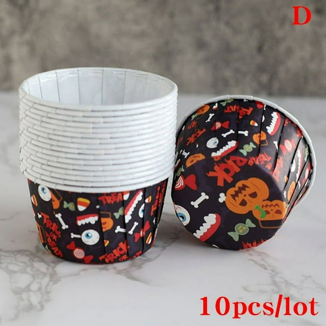 MesaSe 10Pcs Halloween Rolled Edge Cake Cup Muffin Cup High Temperature Paper Tray