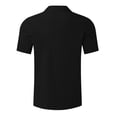 thumbnail image 4 of USNSM Men's Solid Color Casual Linen Open Front Button-Up Shirts Hippie Beach Short Sleeve Stand Collar Top Black XL, 4 of 5