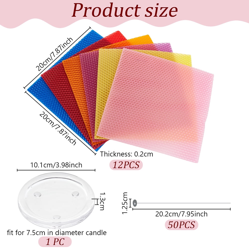 63Pcs/Set Beeswax Candle Making Kit 6-Color Beeswax Sheets for Candle Making DIY Beewax Candle Rolling Kit Beeswax Sheets
